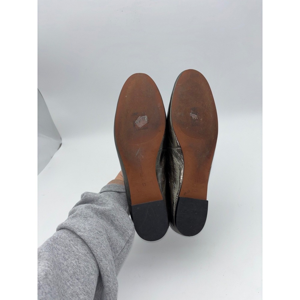 MADEWELL Gold Ballet Flat Shoe Metallic Pewter Leather Round Square Women's 11 - Picture 7 of 11